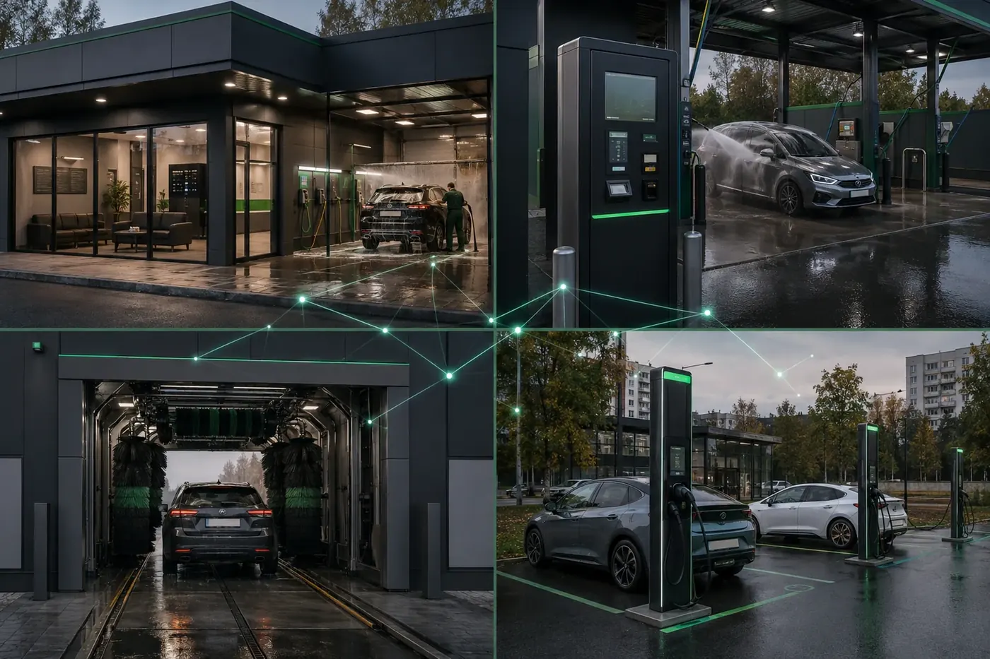 Ручная автомойка, мойка самообслуживания, робомойка и зарядная станция